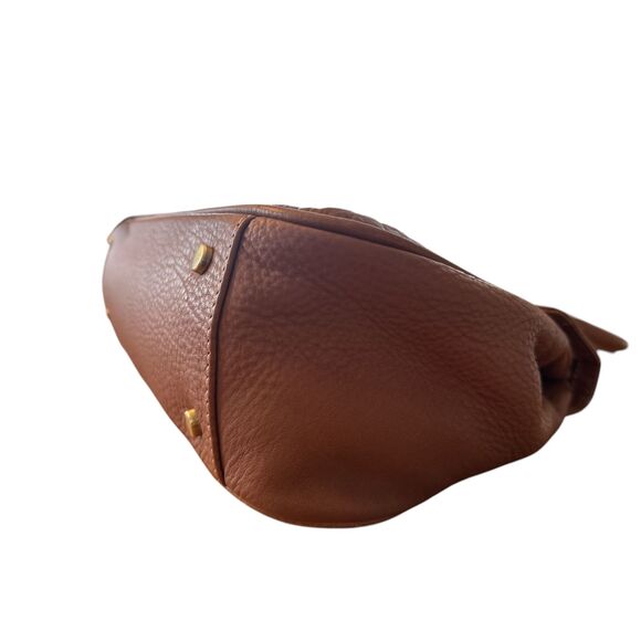 Via Spiga Leather Satchell Bag Brown Pebbled Leather Double Handle - Picture 10 of 13